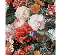 Nina Hancock Designer Floral Bouquet Black Multi Wallpaper