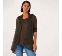 Nina Leonard 2 Piece Set High Low Cardigan with Lined Tank BRONZE,CHOCOLATE 2XL