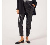 Nina Leonard Scuba Suede Narrow Leg Standard Trousers BLACK MULTI 2XL