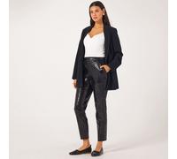 Nina Leonard Scuba Suede Narrow Leg Trousers Petite BLACK MULTI 2XL