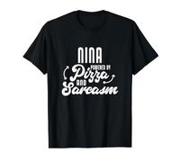 Nina Pizza and Sarcasm Saying Funny Nina Name Value Graphic T-Shirt, Men, Black, XL