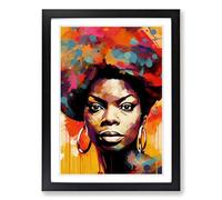 Nina Simone Abstract Framed Print | A2 Black Framed Wall Art | Ready to Hang | Abstract Fantasy Picture | Living Room Bedroom Lounge Office