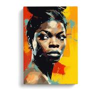 Nina Simone Action Painting Art Canvas Print | Gallery Wrapped 30mm Frame Wall Art | 30x20 inches | Ready to Hang | Contemporary Picture | Living Room Bedroom Lounge Office