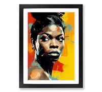Nina Simone Action Painting Framed Print | A2 Black Framed Wall Art | Ready to Hang | Modern Historical Picture | Living Room Bedroom Lounge Office