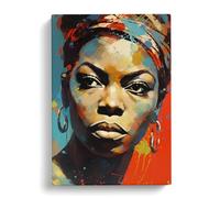 Nina Simone Expressionism Art Canvas Print | Gallery Wrapped 30mm Frame Wall Art | 30x20 inches | Ready to Hang | Modern Picture | Living Room Bedroom Lounge Office