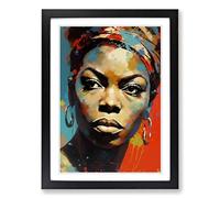 Nina Simone Expressionism Framed Wall Art Print, Ready to Hang Picture for Living Room Bedroom Home Office, Black A2 (48 x 66 cm)
