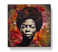 Nina Simone Floral Art No.1 Canvas Print | Gallery Wrapped 30mm Frame Wall Art | 20x20 inches | Ready to Hang | Modern Floral Picture | Living Room Bedroom Lounge Office