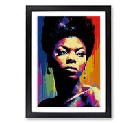 Nina Simone Futurism Framed Print | A2 Black Framed Wall Art | Ready to Hang | Modern Nature Picture | Living Room Bedroom Lounge Office