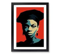 Nina Simone Minimalism Framed Wall Art Print A2 Black