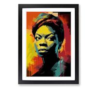 Nina Simone Neo-Plasticism Framed Print | A2 Black Framed Wall Art | Ready to Hang | Modern Nature Picture | Living Room Bedroom Lounge Office