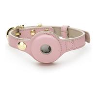 Nina Woof Luxury Cute Dog Collar - Adjustable Buckle Collar for Small to Large Dogs, Pink (Extra Small), Compatible with Apple AirTag 2021, Vegan Leather, Extra Small