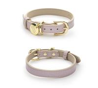NINA WOOF Milan Leather Dog Collar - Luxury Padded Collar With Adjustable Buckle for Extra Small, Small and Large Dogs - Lilac, Small