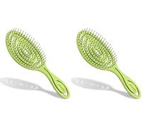Ninabella Detangling Hair Brush for Women & Men - Does not Pull, Removes Tangles, Brushes for Straight, Curly & Wet Hair - Detangle Brush - Unique Spiral Hairbrush, Lime Green (Pack of 2)
