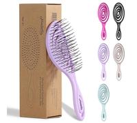 Ninabella Mini Detangling Hair Brush for Women & Men - Does not Pull, Removes Tangles, Brushes for Straight, Curly & Wet Hair - Unique Spiral Detangle Brush -Perfect for on the go, Lilac