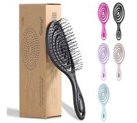 Ninabella Mini Detangling Hair Brush for Women & Men - Does not Pull, Removes Tangles, Brushes for Straight, Curly & Wet Hair - Unique Spiral Detangle Brush -Perfect for on the go, Black
