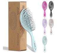 Ninabella Mini Detangling Hair Brush for Women & Men - Does not Pull, Removes Tangles, Brushes for Straight, Curly & Wet Hair - Unique Spiral Detangle Brush -Perfect for on the go, Mint Green