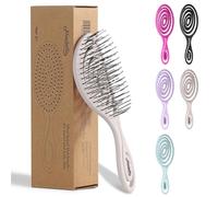 Ninabella Mini Detangling Hair Brush for Women & Men - Does not Pull, Removes Tangles, Brushes for Straight, Curly & Wet Hair - Unique Spiral Detangle Brush -Perfect for on the go, Cream
