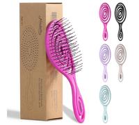 Ninabella Mini Detangling Hair Brush for Women & Men - Does not Pull, Removes Tangles, Brushes for Straight, Curly & Wet Hair - Unique Spiral Detangle Brush -Perfect for on the go, Pink