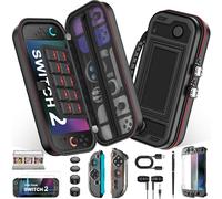 NinABXY Switch 2 Accessories, Bundle for Nintendo Switch 2 (2025), 12-IN-1 Kit: PU Carrying Case, Magnetic Split PC Case, Tempered Glass, Thumb Grips, Game Card Holder, Stylus Pen, Gaming Headphones