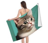 Ninainaid A curious cat Bath Towel. Printed bath towel, women's, quick-drying microfiber, 100% polyester, travel, beach, and pool towel.