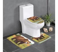 Ninainaid Brown bear walking 3 Piece Bathroom Rugs SetSuper Absorbent Quick Dry Bath MatsToilet Rug,Non Slip Extra Thick Shaggy Floor Mat for Shower Tub Sink