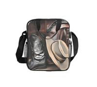Ninainaid Cowboy Black Hat Western Boots Transparent Lunch Bag with Print, Clear Food Box with Side Pockets & Strap for Work, School, Travel