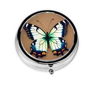 Ninainaid Cute Little Butterfly Round Pill Box Portable for Pocket or Purse Organizer Pill Container Holder to Hold Vitamins, Medication, Fish Oil and Supplements