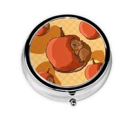 Ninainaid Cute Little Hamster Round Pill Box Portable for Pocket or Purse Organizer Pill Container Holder to Hold Vitamins, Medication, Fish Oil and Supplements