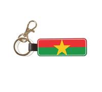Ninainaid Flag of Burkina Faso Leather Key Chain Personalized Genuine keychains Leather Car Keychain, Universal Fob Chain Holder for Men and Women.