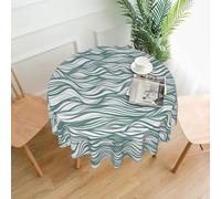Ninainaid Green wavy stripe Prints Tablecloth water-repellent fabric Washable Polyester Table Cloth Decorative Table Cover for Wedding Party Dining Banquet