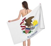 Ninainaid Illinois State Flag Bath Towel. Printed bath towel, women's, quick-drying microfiber, 100% polyester, travel, beach, and pool towel.