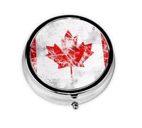 Ninainaid Retro Canada Flag Round Pill Box Portable for Pocket or Purse Organizer Pill Container Holder to Hold Vitamins, Medication, Fish Oil and Supplements
