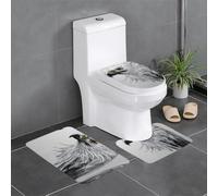 Ninainaid Sketching an eagle 3 Piece Bathroom Rugs SetSuper Absorbent Quick Dry Bath MatsToilet Rug,Non Slip Extra Thick Shaggy Floor Mat for Shower Tub Sink