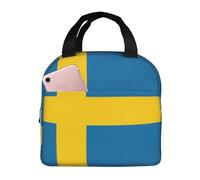 Ninainaid Swedish Flag Prints Lunch Bag Leak-Proof Simple Large Insulated Lunch Tote Bag can Keep hot and Cold, Suitable for Work, picnics, and Travel.