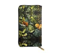 Ninainaid Tropical Rainforest Palm Leaves Printing Leather Long Clutch Wallet Large Outdoor Wallet Portable and Practical, Suitable for Both Men and Women.