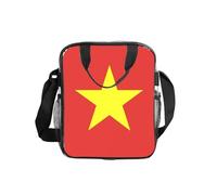Ninainaid Vietnamese Flag Transparent Lunch Bag with Print, Clear Food Box with Side Pockets & Strap for Work, School, Travel