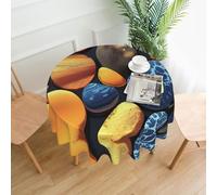 Ninainaid Yellow pebbles Prints Tablecloth water-repellent fabric Washable Polyester Table Cloth Decorative Table Cover for Wedding Party Dining Banquet