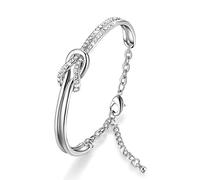 NINAMAID Women's Bracelet Silver with Clear Swarovski Crystals Element Gold-Plated Bracelet for Women 7 Inch White Gold