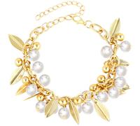 NINATY Charm Bracelets for Women Gold Chain Link Bracelet Adjustable Beaded Bracelet Charms Handmade Boho Bracelets Trendy Jewelry Gifts for Women Friends, Middle, no gemstone