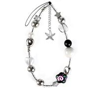 NINATY Cute Phone Charm Y2K Beaded Camera Wrist Strap Flower Heart Pearl Phone Charms Strap String Beads Camera Lanyard Starfish Pendant Wristlet Bag Charms Accessories for Bag Key Camera Decor