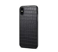 nincyee Premium PU Leather Case Compatible with iPhone XR, Classic Crocodile Pattern Faux Leather Bumper Basic Case Business Black