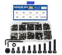NINDEJIN Metric M3 Hex Socket Head Cap Screws, Allen Socket Drive M3 x 4mm/ 5mm / 6mm/ 8mm/ 10mm/ 12mm/ 16mm/ 18mm/ 20mm Carbon Steel Screw Bolt and Nut Assortment Kit with Wrench Key (Machine Screws)