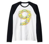 Nine 9th Birthday School Bus Back to School 9 Year Old Kids Raglan Baseball Tee