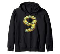 Nine 9th Birthday School Bus Back to School 9 Year Old Kids Zip Hoodie