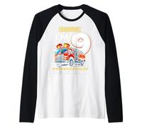 Nine 9yr 9th Birthday Fire Truck Firefighter 9 Year Old Boy Raglan Baseball Tee