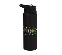 Nine - Age 9 Year Old Building Bricks Kid 9th Birthday Stainless Steel Insulated Water Bottle