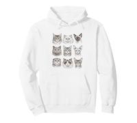 Nine Cat Faces Hand Drawn Sketch Art Feline Lover Pullover Hoodie