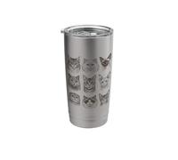Nine Cat Faces Hand Drawn Sketch Art Feline Lover Stainless Steel Insulated Tumbler