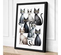 Nine Cats Eclectic Canvas Wall Art Print 30x20 Inch