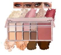 Nine-Color Matte & Shimmer Eyeshadow Palette with Pink Nude Shades - Long-Lasting Highly Pigmented Glitter Eye Shadows for Women Daily Makeup, Smoky Eye Looks, Party and Special Occasions